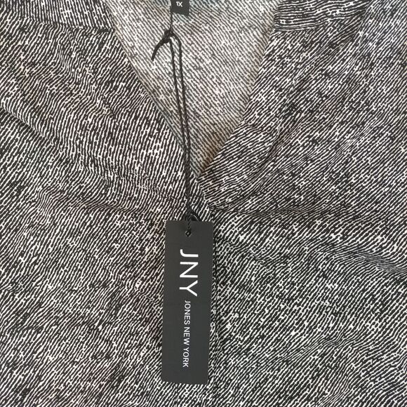 Jones New York Womens Flowy Blouse Size 1X Plus Black White NWT - Picture 5 of 8